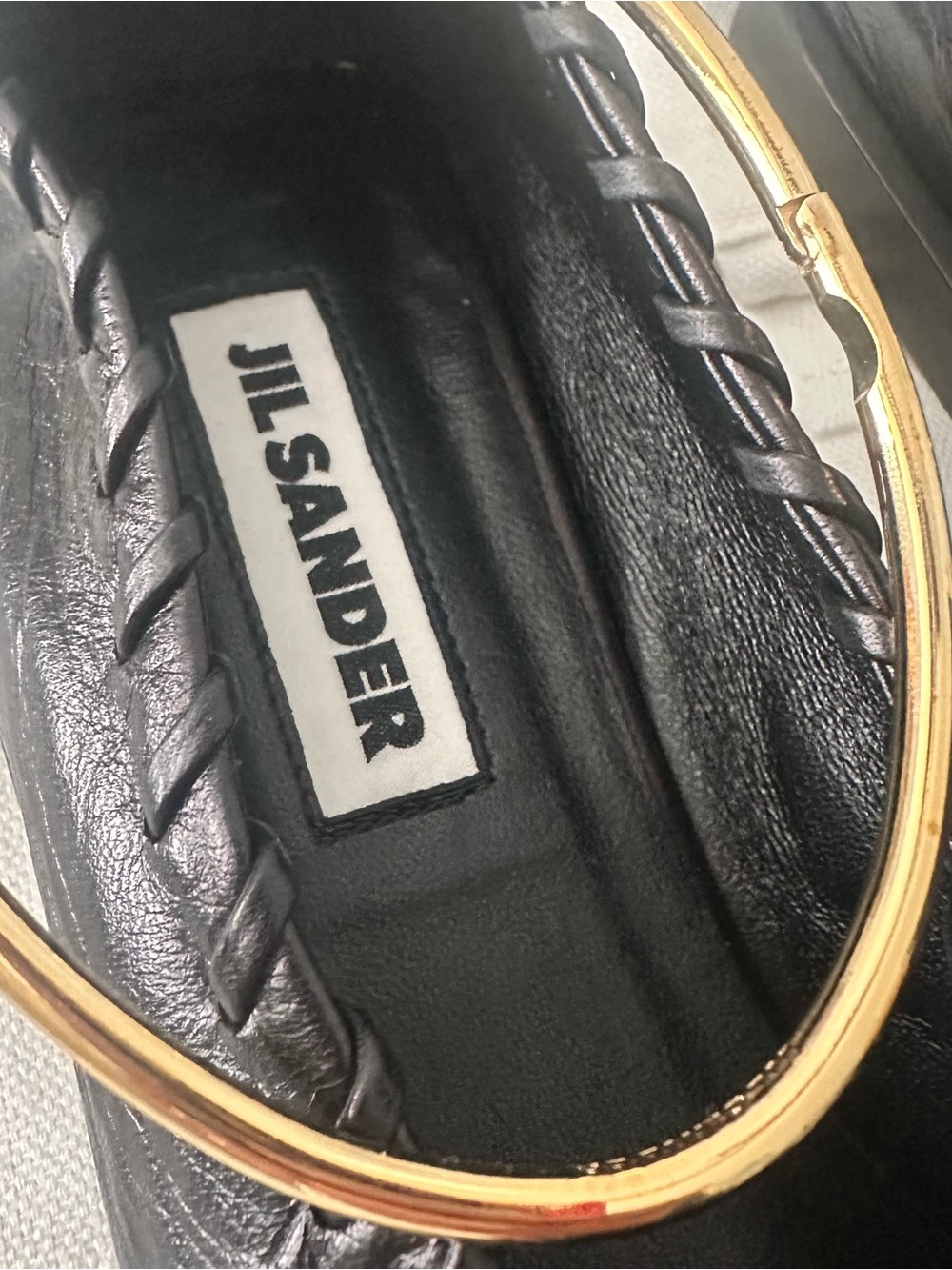Jil Sander Black Leather Hoop Slingback Flats - Picture 4 of 7
